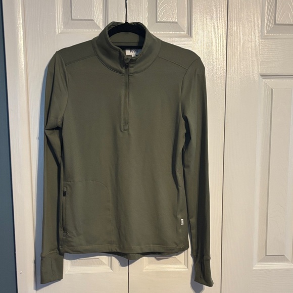 feat Tops - Feat long sleeve olive green unisex quarter zip size small NWOT